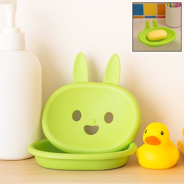 Soap Box Drain soap Box Cute Rabbit Shape Double soap Bowl Box Plastic Rack Storage Rack Bathroom Toilet Storage Box ,Sabudani - dailyneed.life