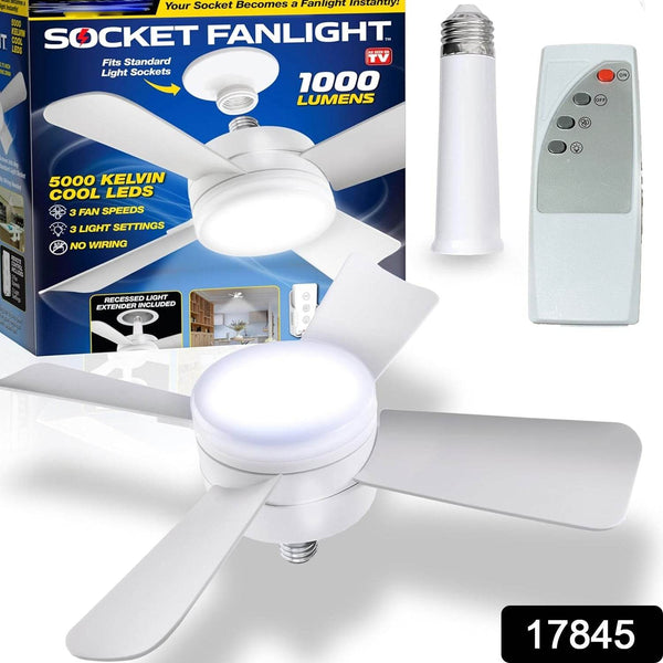Original Cool LED Socket Fan Light – Ceiling Fan Replacement, 1000 Lumens/5000K, Remote Controlled (Remote Battery Not Included) - dailyneed.life
