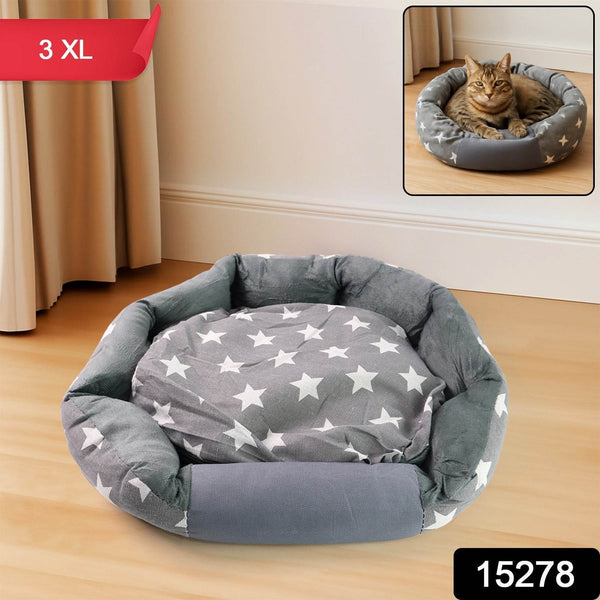 3XL Extra-Large Star Pattern Round Pet Bed for Cats & Small Dogs - dailyneed.life