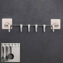 Stainless Steel Utensil Hanger Rail Nail Free Wall Mount with 2 Magic Stickers & 6 Plastic Hooks For Kitchen - dailyneed.life