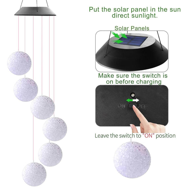 Solar Crystal Ball , Color Changing Solar Powered LED Hanging Light Mobile for Patio Yard Garden Home Outdoor Night Decor, Gifts - dailyneed.life
