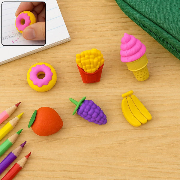 3D Food Fancy & Colorful Erasers – Cute Novelty Eraser Set for Kids & School Prize (1 Set / Mix Design & Color) - dailyneed.life