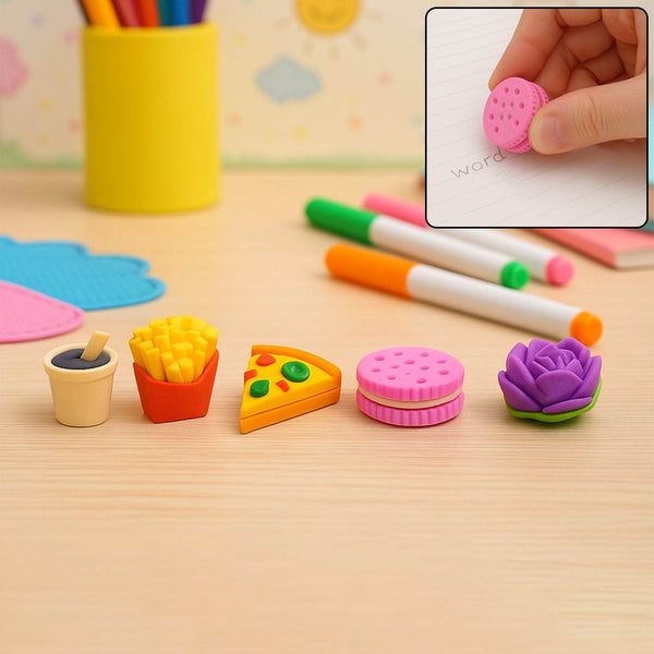 3D Mix Design Fancy & Stylish Colorful Erasers, Mini Eraser Creative Cute Novelty Eraser for Children Different Designs Eraser Set for Return Gift, Birthday Party, School Prize (1 Set) - dailyneed.life