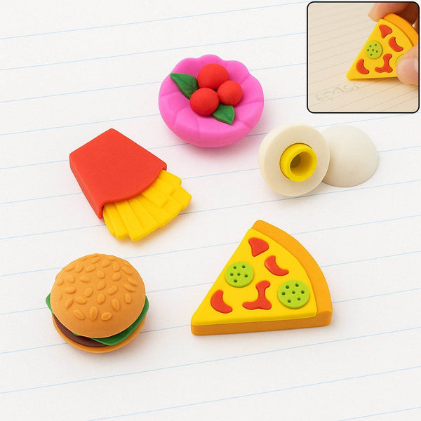3D Food-Shaped Colorful Eraser Set – Cute Novelty Mini Erasers for Kids (5 Pc Set) - dailyneed.life