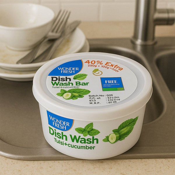 Fresh Mix Flavor Round Dishwash Bar With Super Scrubber Free Complete Dishwashing Solution, Tough Stains Remover (350 Gm) - dailyneed.life