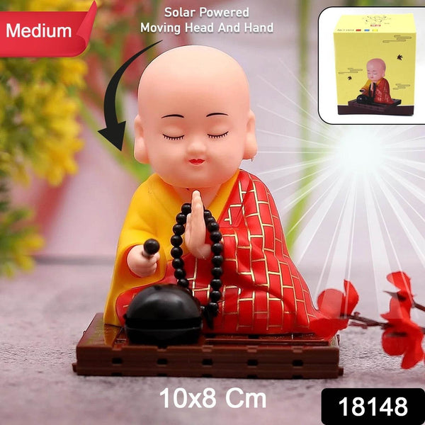 Solar Powered Sitting Buddha Statue, Moving Head and Hand (1 Pc / Medium) - dailyneed.life
