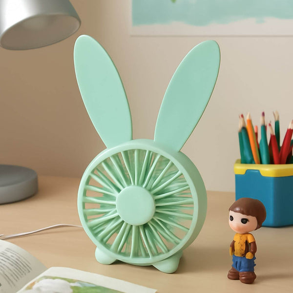 Cute Rabbit USB Desk Fan for Kids & Camping (1 Pc, Plastic, Mist Air) - dailyneed.life