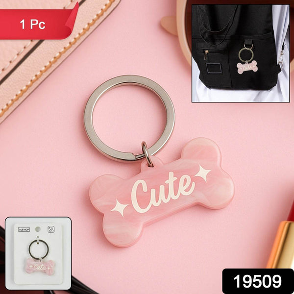 Cute Bone-Shaped Acrylic Keychain with Stylish Typography - dailyneed.life