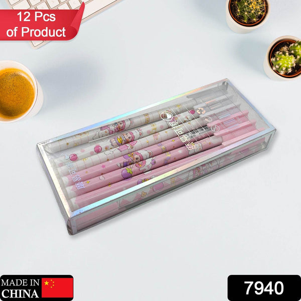 Erasable gel ink pen 12 Pcs/ Fancy Cute Blue Gel Pen with attached Magic Wipe Eraser Gel Pen, Stationery for Office School Writing Examination Supplies Tool, Return Gifts For Kids, Birthday Gifts - dailyneed.life