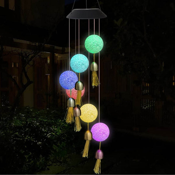 Solar Crystal Ball Wind Chime, Color Changing Solar Powered LED Hanging Wind Chime Light Mobile for Patio Yard Garden Home Outdoor Night Decor, Gifts - dailyneed.life