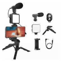 Vlogging Kit for Video Making with Mic Mini Tripod Stand, LED Light & Phone Holder Clip for Making Videos - dailyneed.life