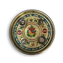 Stainless Steel Pooja thali Decorate with Golden Chain Colourful Diamond Chain Pearl Fancy Stones - dailyneed.life