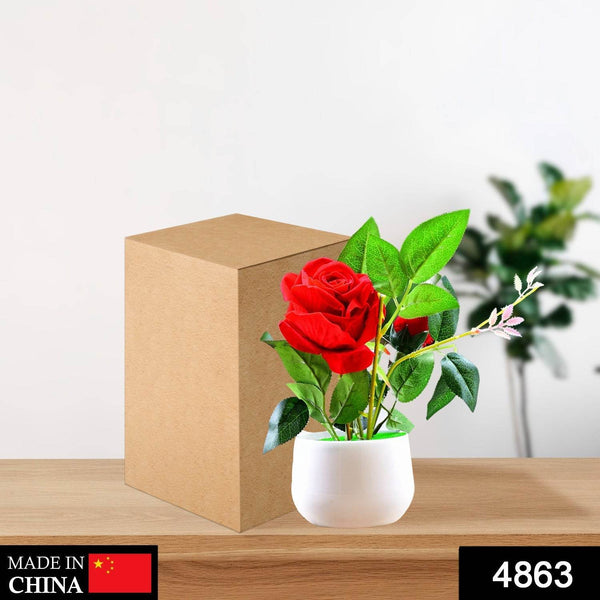 Artificial Rose Flower Plant With Pot, For Home Office Or Gift - dailyneed.life