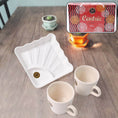 Cerntric Ceramic Tea Cup With Plastic Square Shape Serving Platter Milk Cup 3pc Set - dailyneed.life