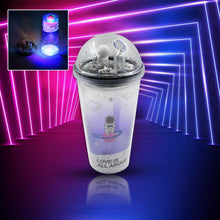 LED Glow Light, Design Printed Insulated Double Wall Plastic Tumbler Cups With Straws 13oz Theming Astronaut in Space Travel Tumbler Freezer Mug Drinking Cups for Boys and Girls School/Tuition/Gym/ Picnic (Pack Of 1) - dailyneed.life
