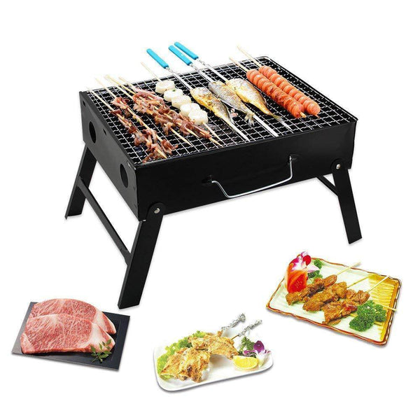 Folding Barbeque Charcoal Grill Oven (Black, Carbon Steel) - dailyneed.life