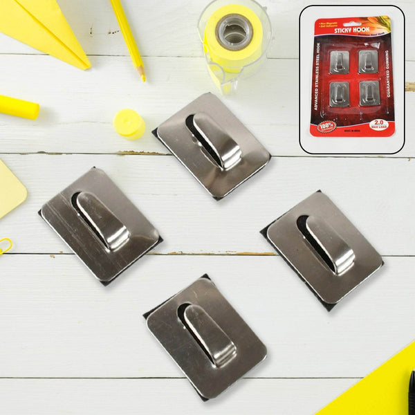 Self- Adhesive Hooks, Heavy Duty Wall Hooks Hangers Stainless Steel Waterproof Sticky Hooks for Hanging Robe Coat Towel Kitchen Bathroom and. - dailyneed.life