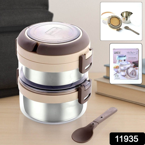 Ganesh Steko-2 Double Layer Stainless Steel Insulated Lunch Box Set - dailyneed.life