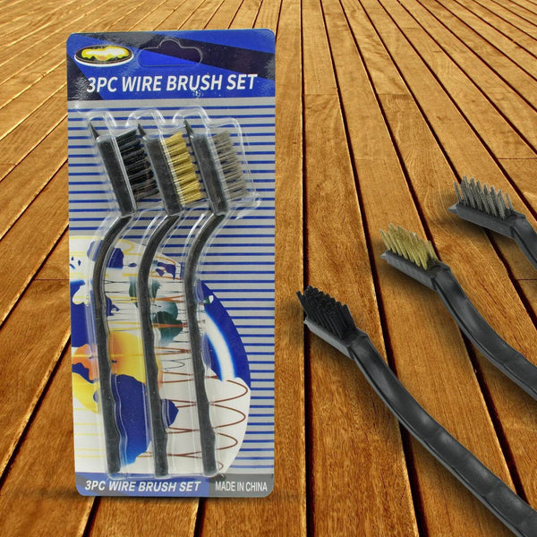 3pcs Mini Wire Brush Set (Steel / Nylon / Brass Brush) - dailyneed.life