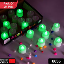 Green Flameless LED Tealights, Smokeless Plastic Decorative Candles - Led Tea Light Candle For Home Decoration, Diwali (Pack Of 24) - dailyneed.life