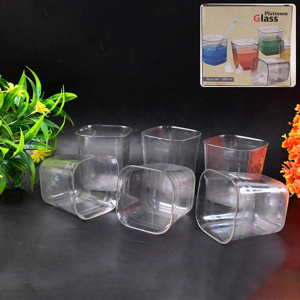 6pc Transparent Diamond Medium Serving Glass Set, Glass Set for Water, Juice etc - dailyneed.life