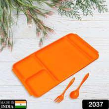4-Compartment Plastic Dish Set with Spoon & Fork – Versatile Dinner & Pav Bhaji Plate - dailyneed.life