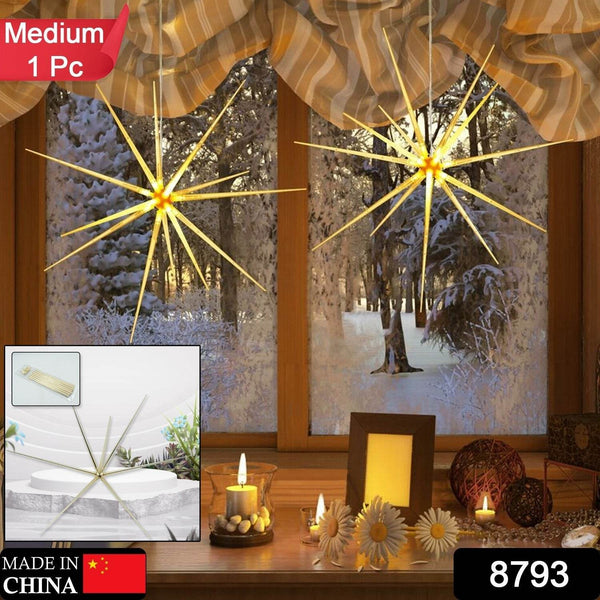 3D Gold Star Hanging Decoration Star, Acrylic Look Hanging Luminous Star for Windows, Home, Garden Festive Embellishments for Holiday Parties Weddings Birthday Home Decoration (Medium) - dailyneed.life