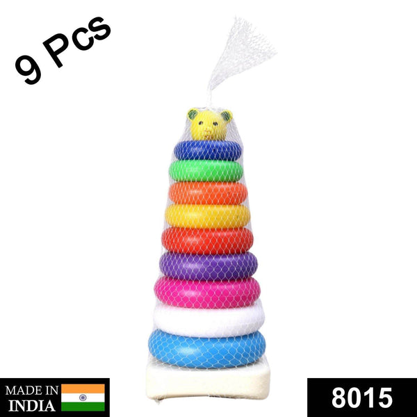 Plastic Baby Kids Teddy Stacking Ring Jumbo Stack Up Educational Toy 9pc - dailyneed.life