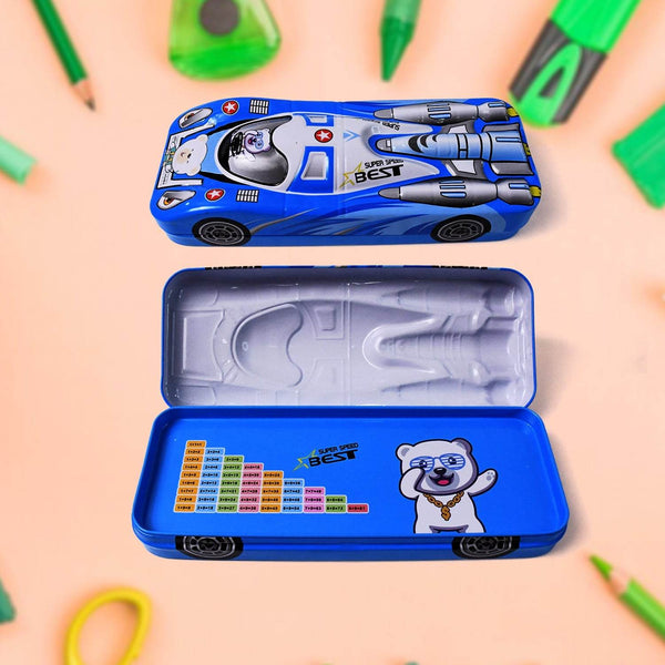 Car Shape Metal Compass Box, Pencil Case for Kids Stationery Compass Box - dailyneed.life