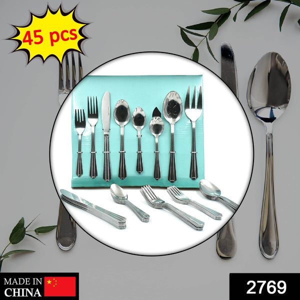 45Pc Stainless steel Flatware Set Used For Dinner, Breakfast And Lunch Purposes In All Kinds Of Places. - dailyneed.life