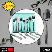 45Pc Stainless steel Flatware Set Used For Dinner, Breakfast And Lunch Purposes In All Kinds Of Places. - dailyneed.life