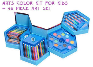 46 Pcs Plastic Art Colour Set with Color , Crayons, Oil Pastel and Sketch Pens - dailyneed.life