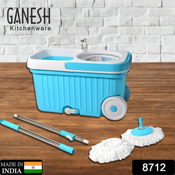 Sporty Plastic Spin Mop with Bigger Wheels and Plastic Auto Fold Handle for 360 Degree Cleaning. - dailyneed.life