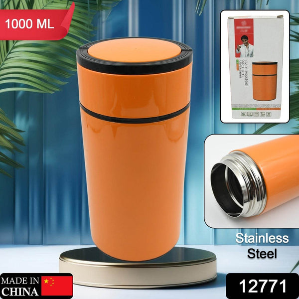Stainless Steel Water Bottle With Foldable Spoon & Handle Easy to carry, Leak Proof, Rust Proof, Hot & Cold Drinks, Gym Sipper BPA Free Food Grade Quality, Steel fridge Bottle For office / Gym / School (1000 ML) - dailyneed.life