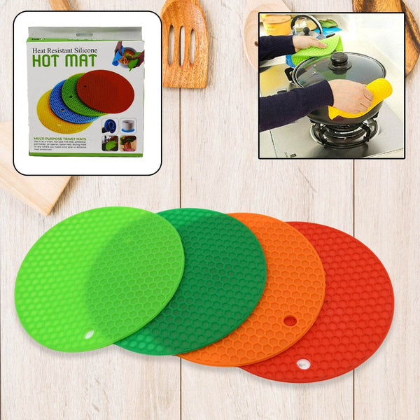 Silicon Hot Pot Mat Set - 4-Piece Heat-Resistant Trivets for Protecting Surfaces - dailyneed.life
