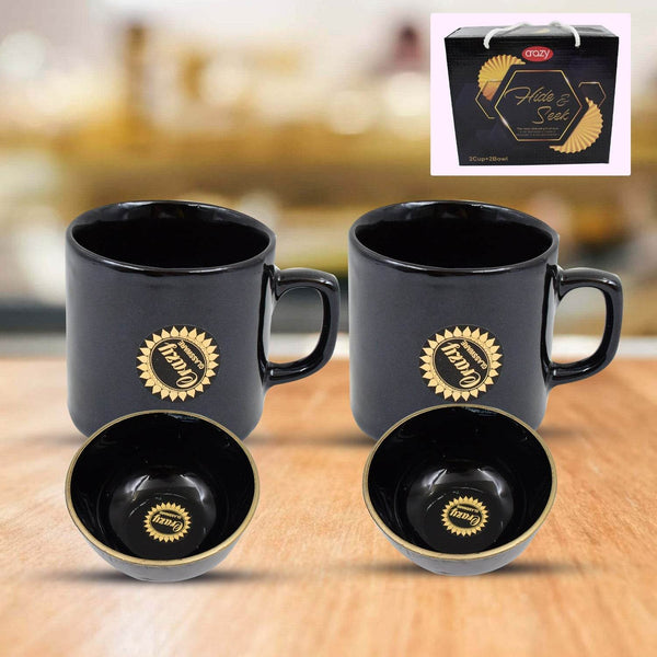 Hide & Seek Ceramic Tea / cups With Round Serving Bowl (4 Pcs set) - dailyneed.life