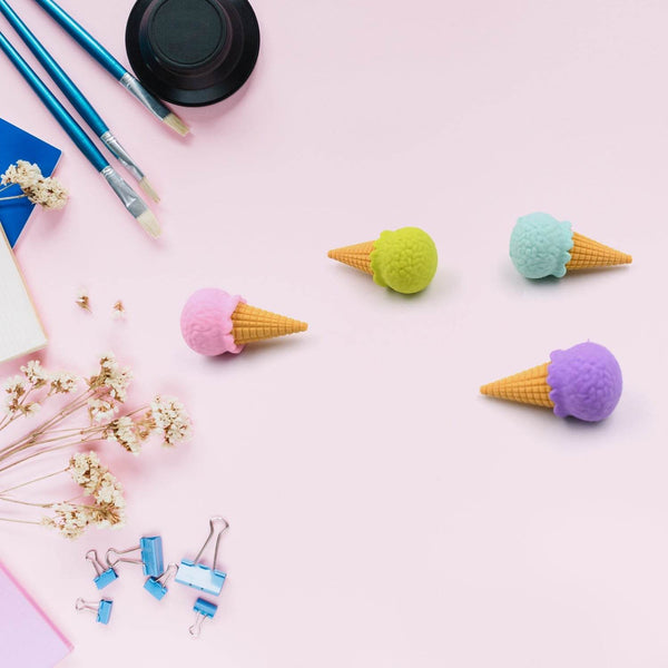 Cone Eraser for Girls & Boys / Eraser for School B'Day Return Gift Party Doughnut Lollipop Ice Cream Theme Shape Erasers Pencils Set for Kids Educational Stationary kit, School Supplies (1 Set 4 Pc) - dailyneed.life