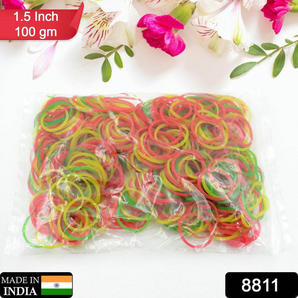 Strong & Reusable Rubber Bands: Multicolor for Office, Home & School (1.5 Inch 100 GM), Hair accessories - dailyneed.life