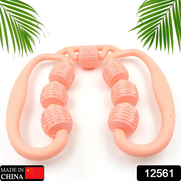 Muscle Massage Roller, 7 Wheels Relieve Soreness Leg Muscle Roller Fitness Roller Muscle Relaxer Massage Roller Ring Clip All Round Massaging Uniform Force Elastic PP Drop Shaped for Home Use (1 Pc) - dailyneed.life