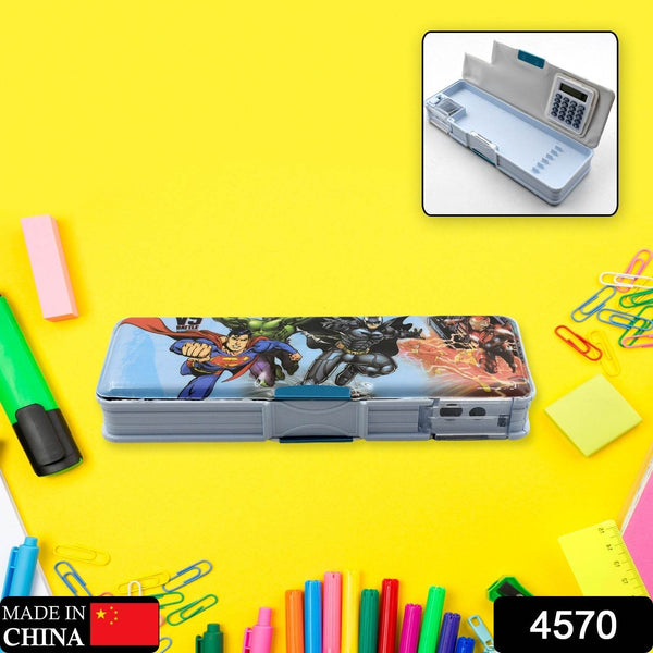Double Sided Magnetic Geometry Box, Pencil Box with Calculator and Sharpener for Boys Art Plastic Pencil Box for Girls and Boys - dailyneed.life