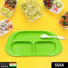 Plastic Food Plates / Biodegradable 3 Compartment Square Plate With Spoon for Food Snacks / Nuts / Desserts Plates for Kids, Reusable Plates for Outdoor, Camping, BPA-free (1 Pc) - dailyneed.life
