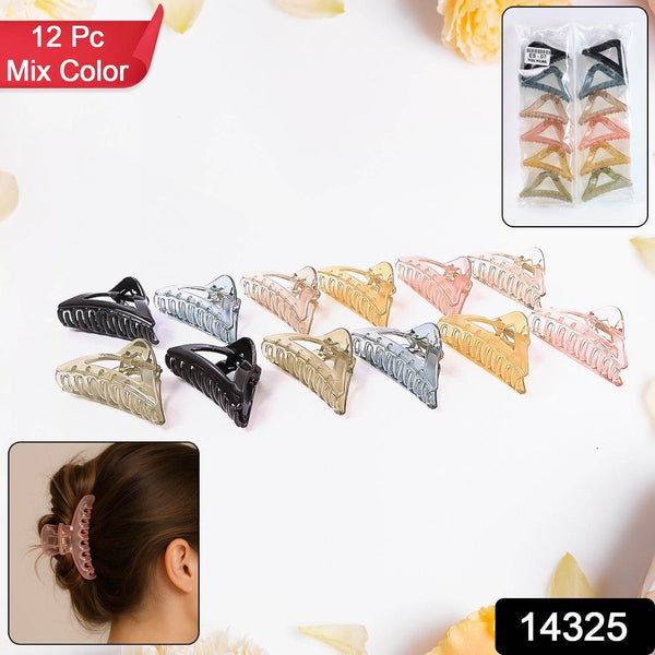 Triangle Shape Mix Color Plastic Hair Claw Clip – 12 Pc Durable Grip for Women and Girls - dailyneed.life