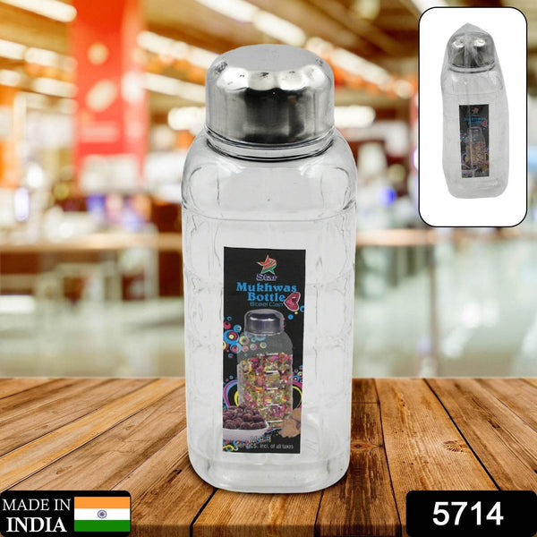 Plastic Transparent Mukhwas Bottle With Steel Cap / Mouth Freshener / Dryfruits Multipurpose Air Tight and BPA Free Kitchen Storage Bottle (1 Pc) - dailyneed.life