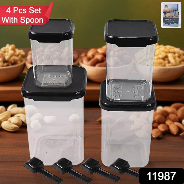 Plastic Air Tight Containers Storage (4 Pc Set With 4 Spoon) - dailyneed.life