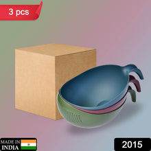 Plastic Rice Bowl / Food Strainer Thick Drain Basket with Handle for Rice, Vegetable & Fruit (set of 3pcs With Brown box) - dailyneed.life