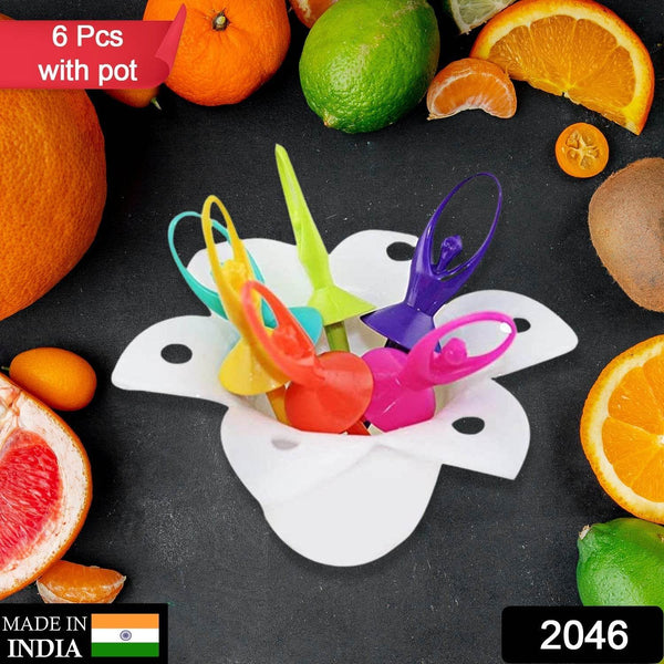 Dancing Doll Fruit Fork Cutlery Set with Stand Set of 6. - dailyneed.life