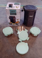 Ganesh 4In1 Tiffin Box-Lunch Box | 3 Stainless Steel Containers 300 Ml Approx & Plastic Salad Container 200 Ml Approx| Plastic lid Box | Round Zip Bag | Leak Proof | Microwave Safe for Office, College and School for Men, Women  - dailyneed.life