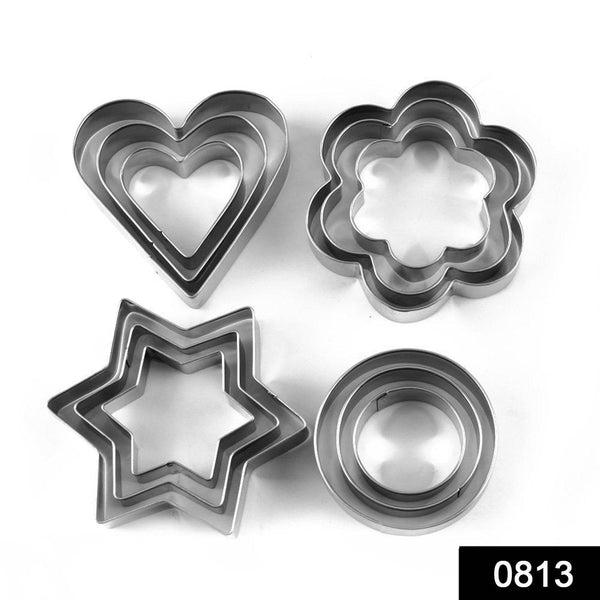 Cookie Cutter Stainless Steel Cookie Cutter with Shape Heart Round Star and Flower (12 Pieces) - dailyneed.life