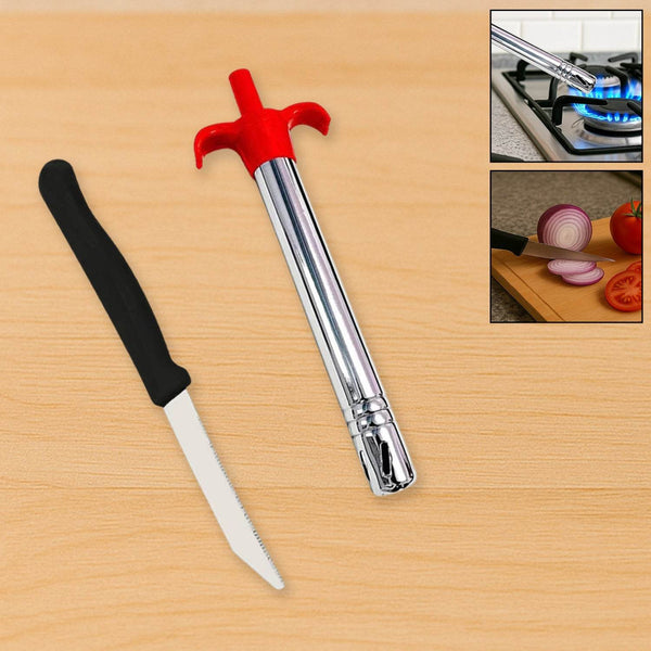 Stainless Steel Electronic Gas Lighter and Knife (2 in 1) - dailyneed.life