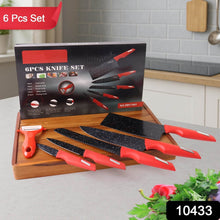 Kitchen Knife Set with Marble-Coated Blades & Red Handles (6 Pc) - dailyneed.life